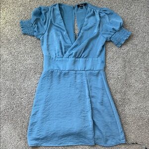 Trixxi Blue Puff Sleeve Mini Dress
